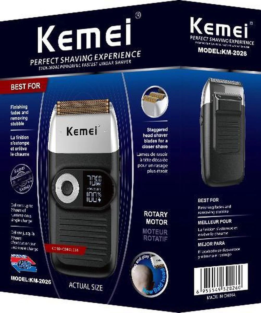 Kemei Km-2026 - Shaver 2 In 1 - Scheerapparaat - Hoofd En Baard 2 In 1 - Pro-liner - Afbeelding 3