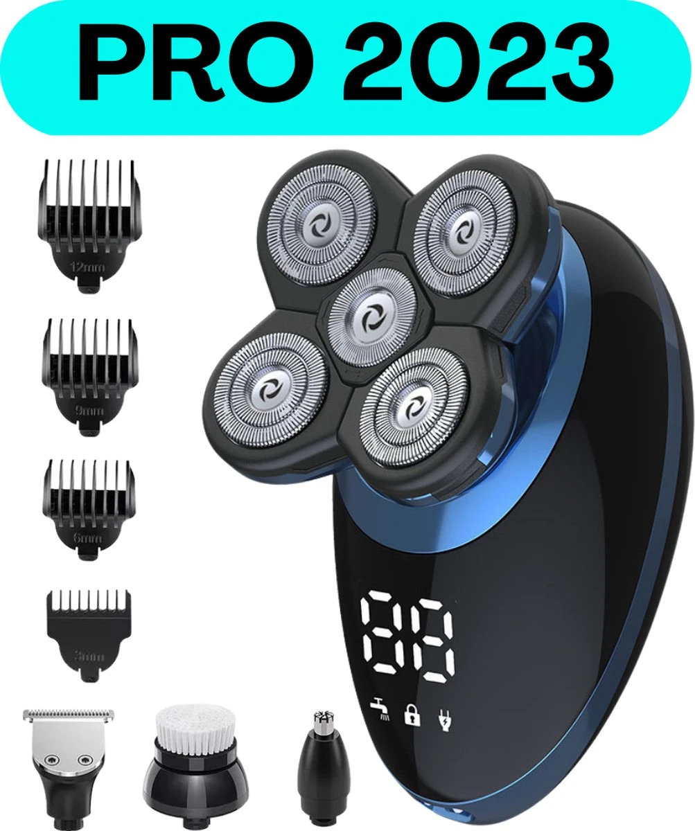 Kwali.® Scheerapparaat Mannen Pro 2023 - Baardtrimmer - Bodygroomer Mannen - Trimmer Baard - Draadloos - Waterbestendig - Blauw