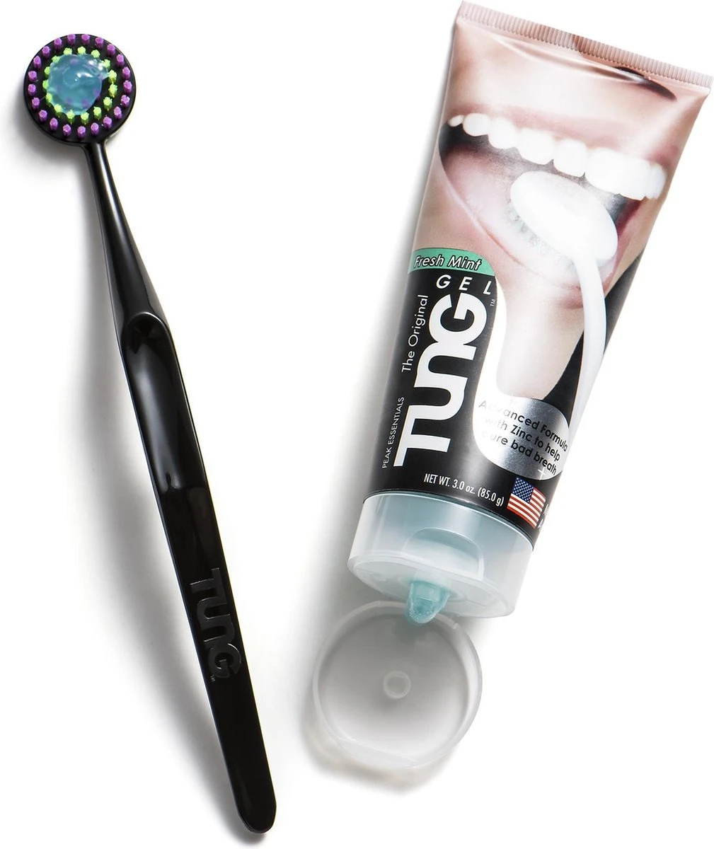 Tung Brush & Tung Gel - Verhelpt Witte Tongaanslag En Slechte Adem 3 Tung Brush & Tung Gel - Verhelpt Witte Tongaanslag En Slechte Adem