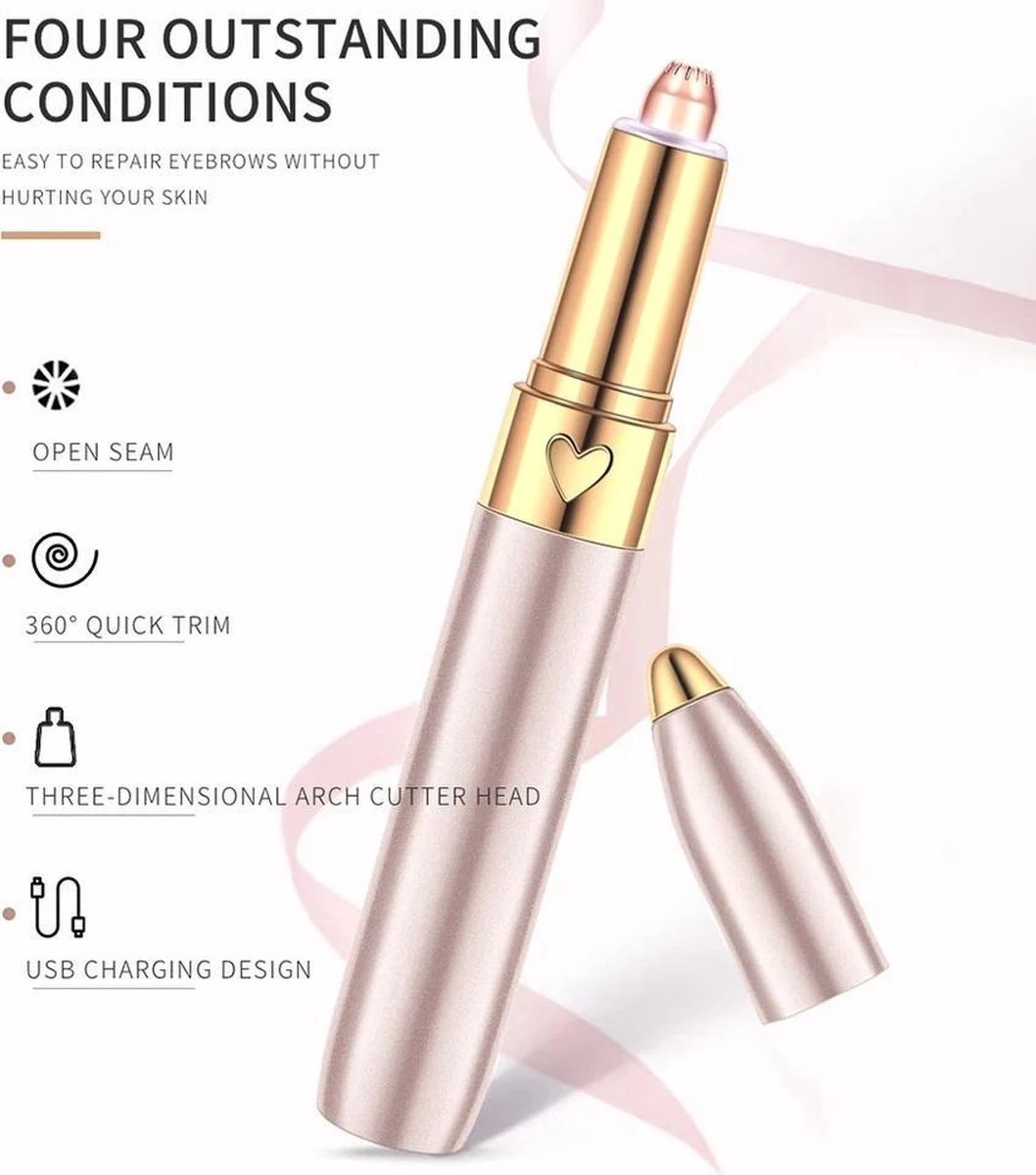Draagbare Wenkbrauw Epilator - Haar Remover Pen - USB Trimmer - Afbeelding 3