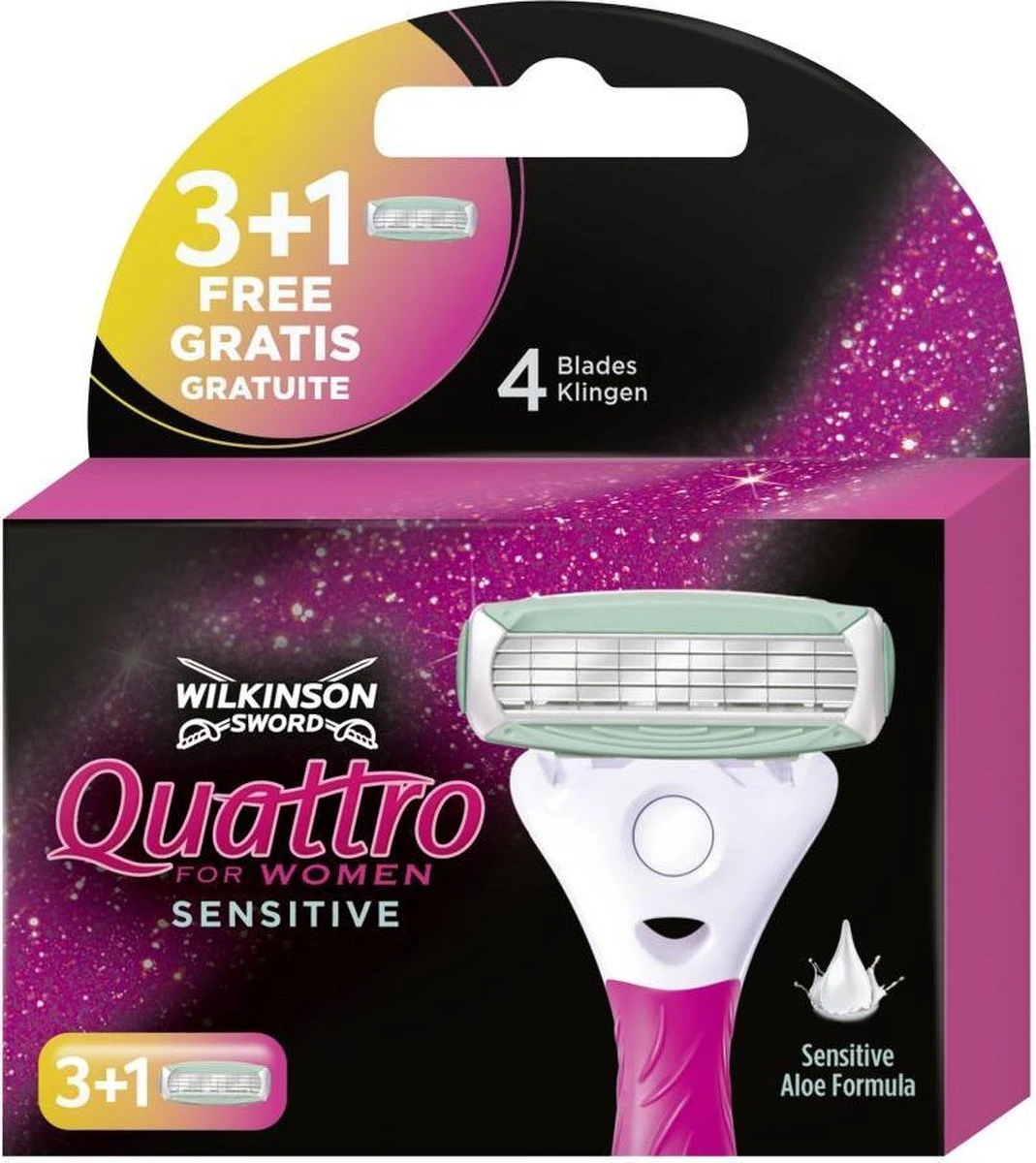 Wilkinson Woman Scheermesjes Quattro Sensitive 4 Stuks