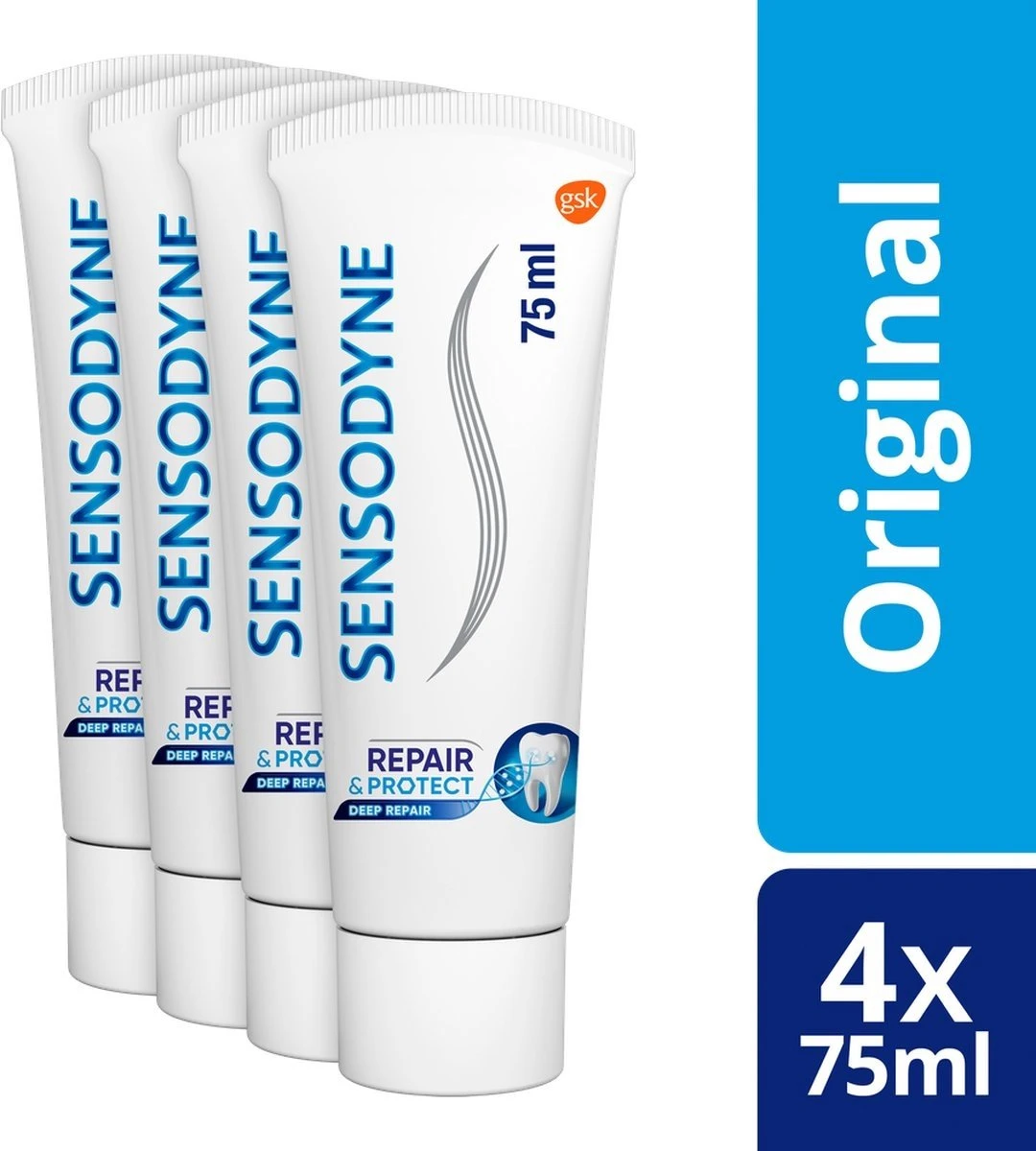 Sensodyne Repair & Protect Deep Repair Tandpasta Voor Gevoelige Tanden 4x75 Ml - Afbeelding 2