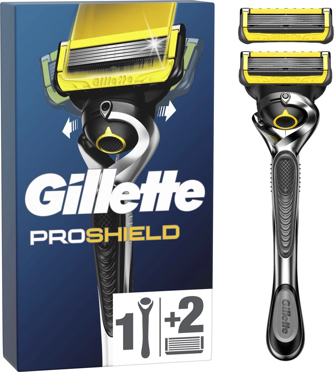 GilletteĀ® Gillette ProShield - Scheersysteem - Voor Mannen - 1 Gillette Scheersysteem - 2 Navulmesjes