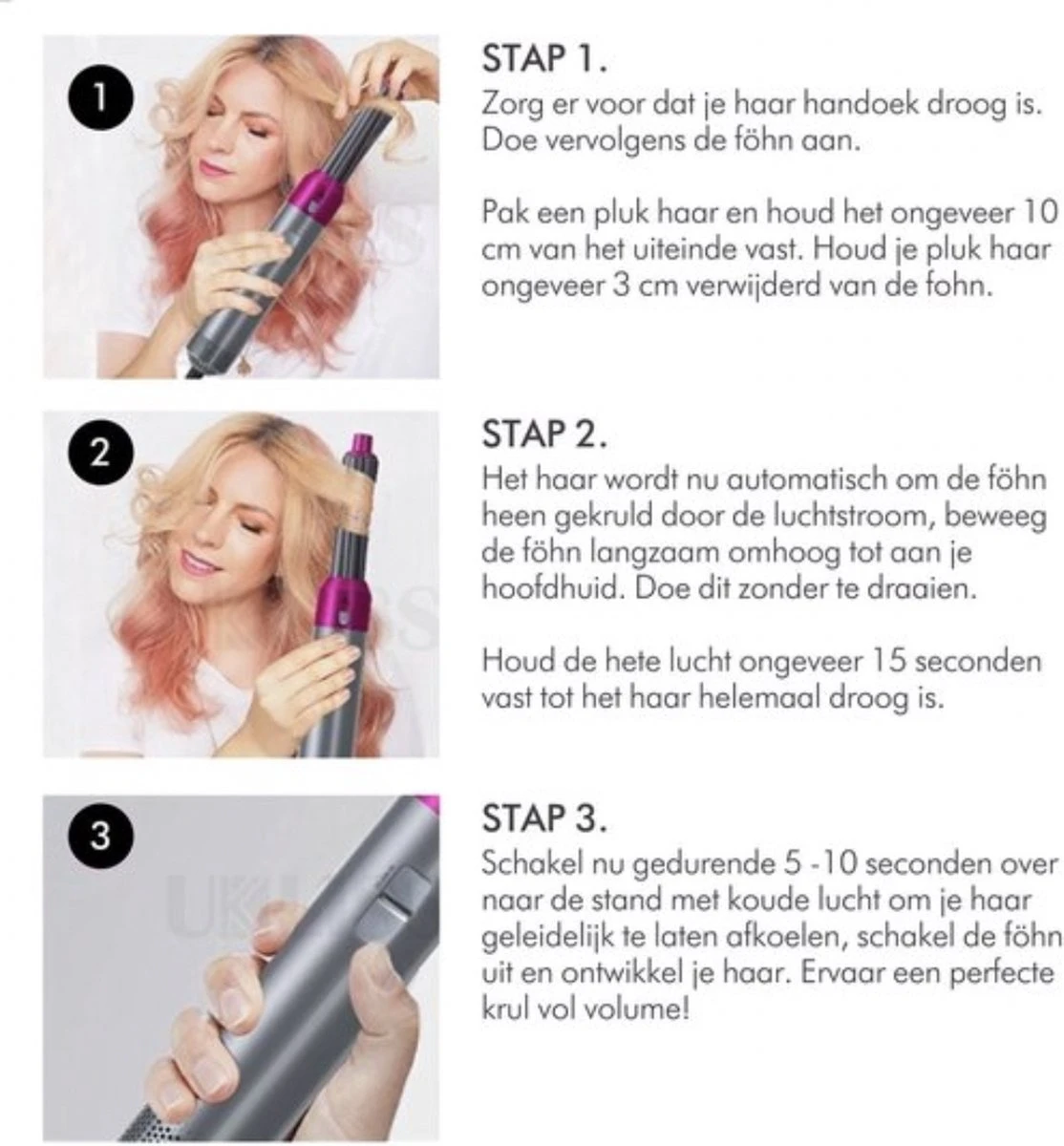 Mea Manu® - Airwrap - Krultang 5 In 1 – Föhnborstel - Hetelucht Borstel - Stijlborstel - Valentijn Cadeautje Voor Haar - Haardroger - Airstyler - Elektrische Krultang 5 In 1 - Krulborstel – Haarborstel Electrisch - Ionische Haardroger - Afbeelding 13