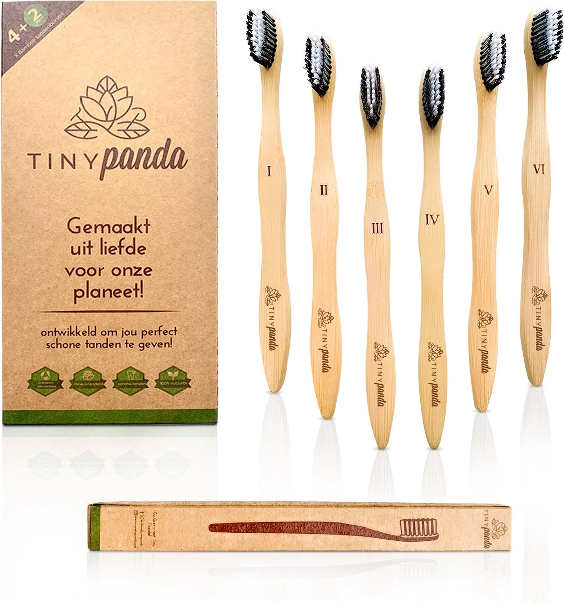 4+2 Bamboe Tandenborstels - Zero Waste - Vegan - Bamboo Toothbrushes 3 4+2 Bamboe Tandenborstels - Zero Waste - Vegan - Bamboo Toothbrushes