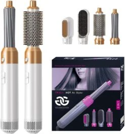Fohnborstel - Multistyler - Airwrap - Stijltang 5 In 1 - Föhn Met 5 Opzetstukken - White/Gold Edition