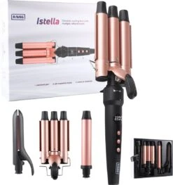 RAVEG Istella ® Wafeltang 3-delige Krultang Inclusief Opbergdoos - Velvet Rose