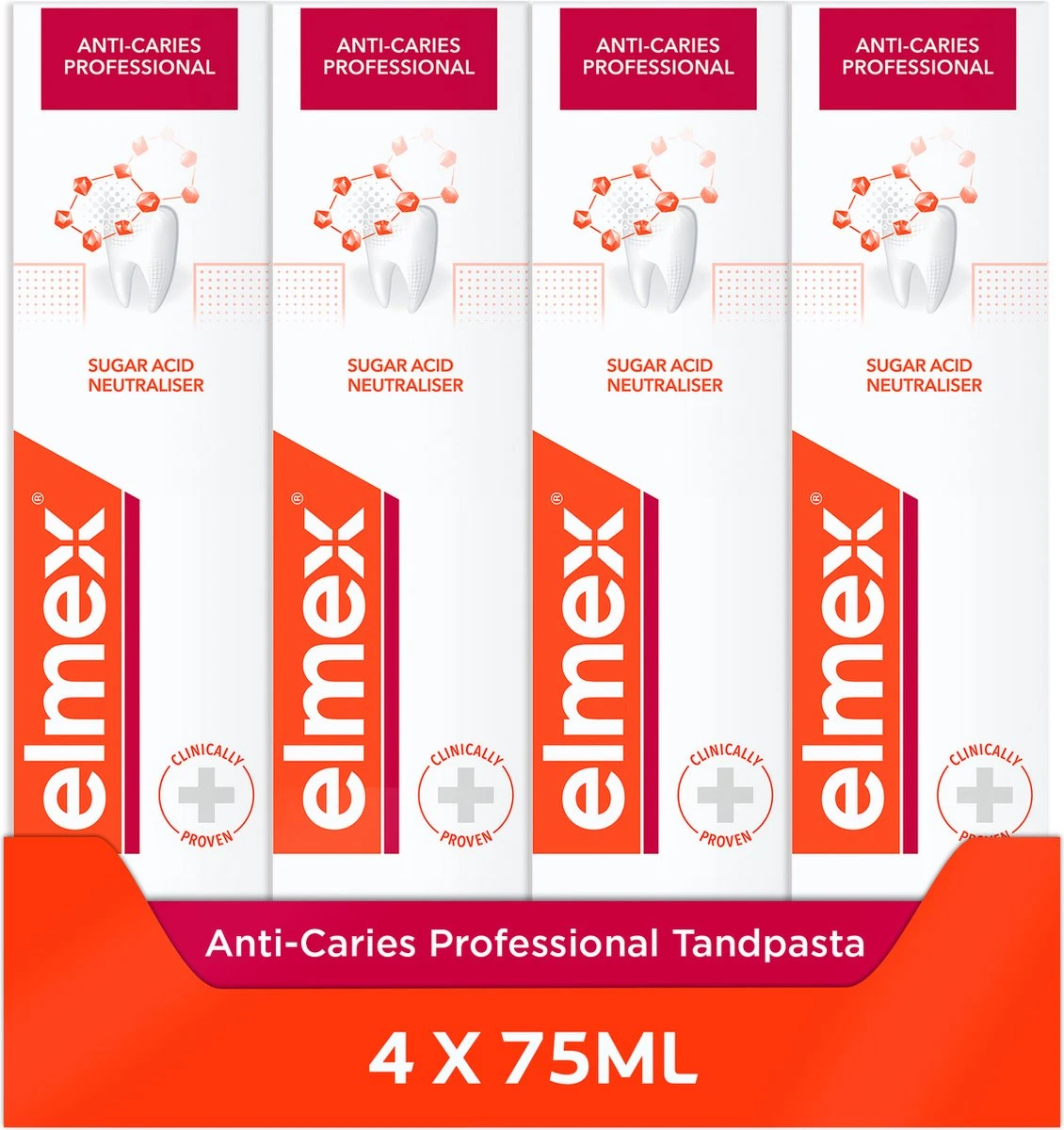 Elmex Anti Cariës Professional Tandpasta 4 X 75ml - Voordeelverpakking