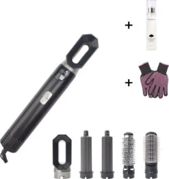 Merkloos Airwrap - Föhnborstel - 5 In 1 Multi Styler - Krulborstel - Haardroger - Hairwrap - Zwart - Incl. Gratis Heat Protectant Spray - Incl. Gratis Hittebestendige Handschoen
