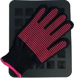 EPC® Hittebestendige Mat Met Handschoen - Stijltang - Krultang - Warmtetool - Siliconen Hittemat - Hitte Handschoen - Styling Haaraccessoire - Kappers Benodigdheden - Beschermer - Antislip - 230°C - Zwart / Roze