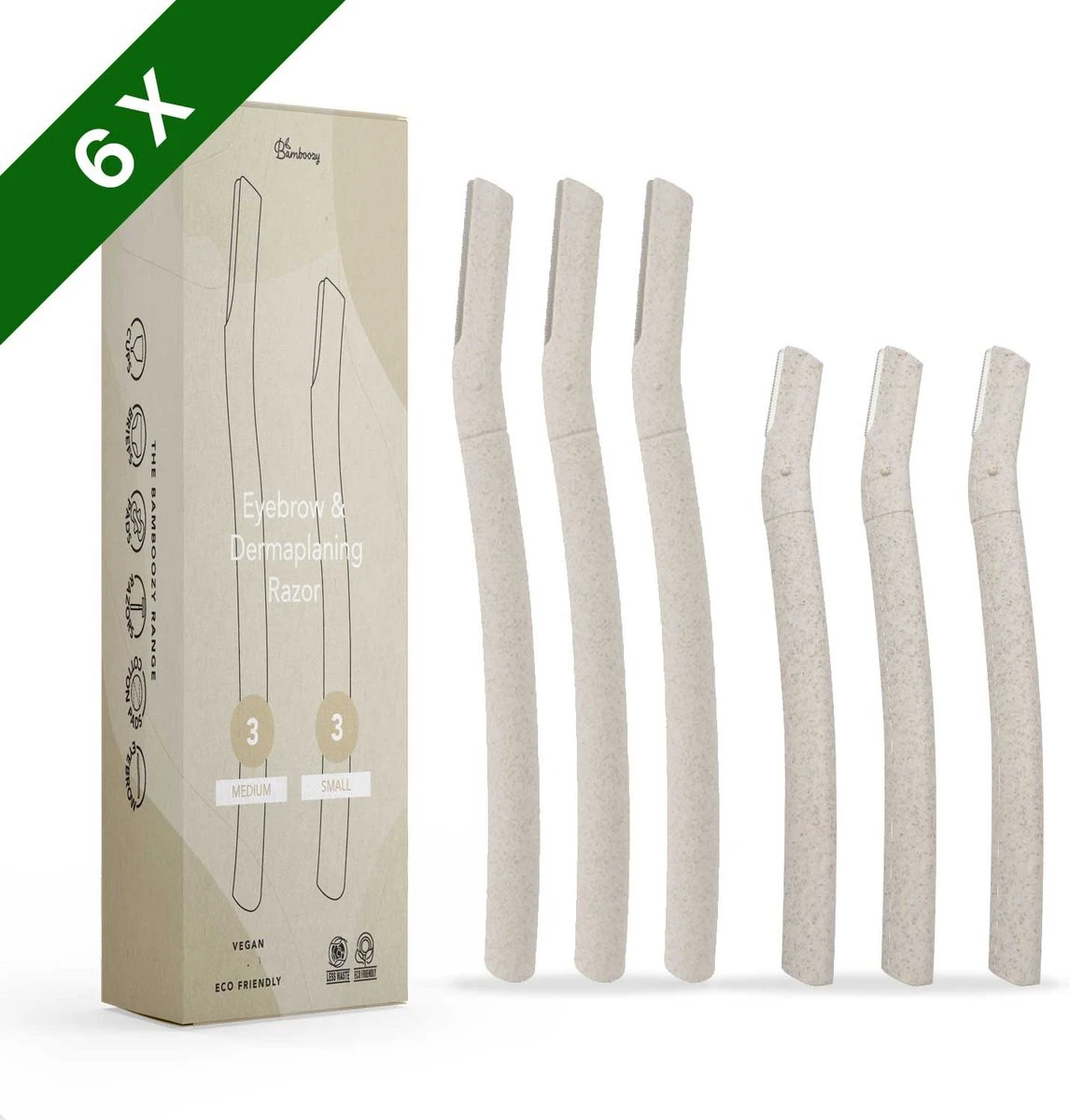 Bamboozy Dermaplaning 6x Wenkbrauw Scheermesje Mesje Van Tarwestro - Scheermes Gezicht Intieme Streek - Wenkbrauw Trimmer Epileren Eyebrow Razor