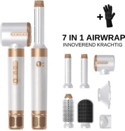 Merkloos 7 In 1 Airwrap - PRO Edition - Multistyler - Automatische Krultang - Föhnborstel Met Diffuser - Upgrade Van De 5 In 1 Airwrap - GRATIS Hitte Handschoen