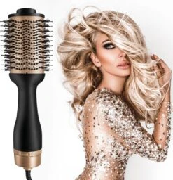 Magic Brush Föhnborstel - Krulborstel - Keramische Haarborstel Voor Volume En Drogen - 4 In 1 Multistyler Voor Elk Haartype - Volumizer - Goud