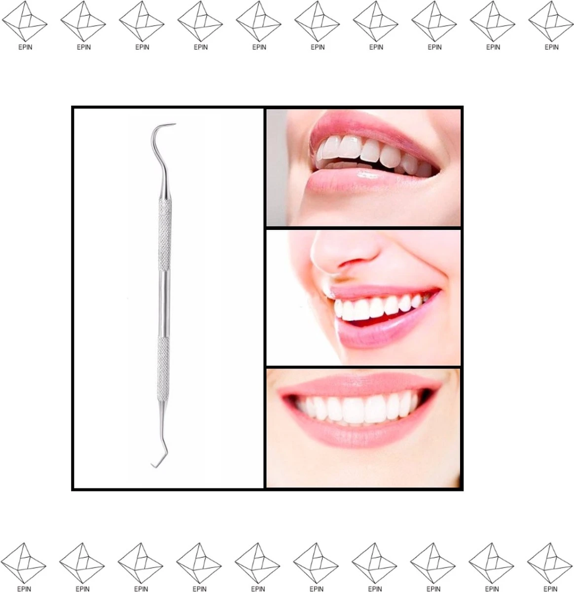 Merkloos EPIN | Tandsteen Verwijderaar | Tandsteen Haakje | Tandsteen Krabber | RVS | STRONG EDGED