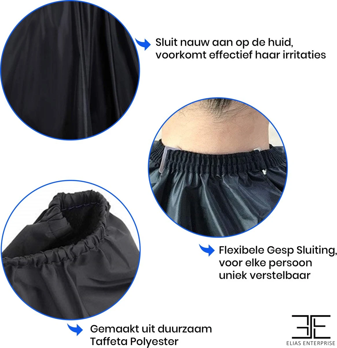 Elias Enterprise - Kappersmantel - Kapmantel - Elastische Halssluiting - Metalen Gesp - Kapperscape - Afbeelding 3