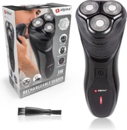 Alpina Scheerapparaat Oplaadbaar - 3 Koppen - Pop Up Trimmer - Reinigingsborsteltje - Beschermkap - Oplaadkabel