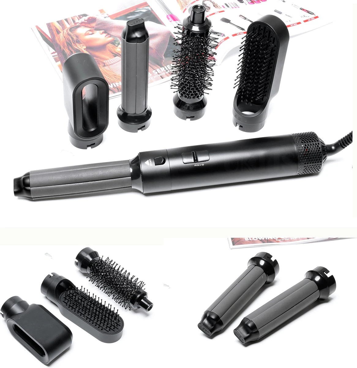 Merkloos Hairwrap | Multistyler | 5 IN 1 SET | Hetelucht Föhn | Airstyler | Föhnborstel | Hetelucht Borstel | Krulborstel | 5 In 1 Krultang | 5 In 1 Styler | Styling | Airwrap | Airwrap Krultang | Airwrap Styler | Hairstyler | Haarstyler | Tiktok | - Afbeelding 5