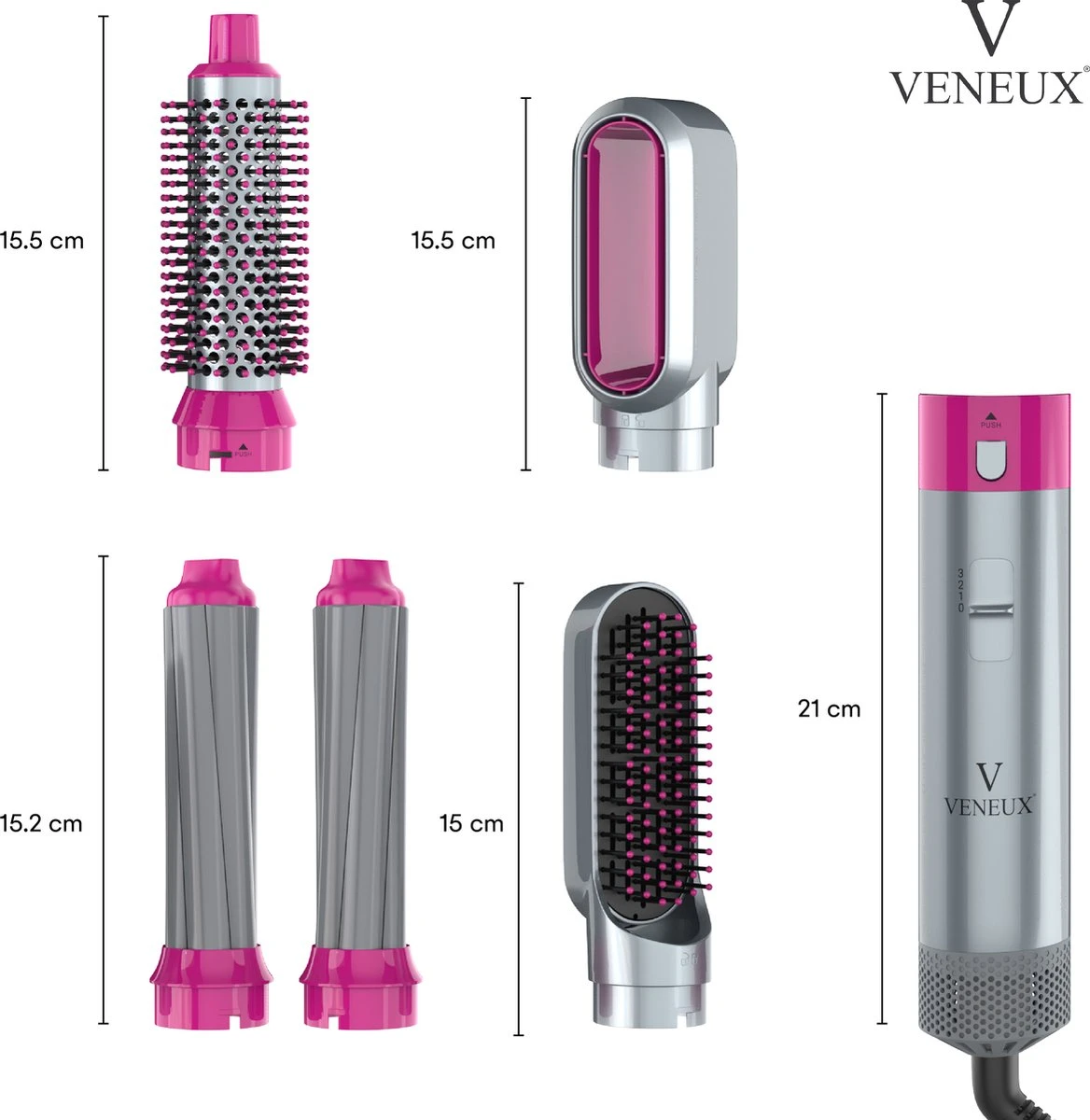 VENEUX® Airwrap Krultang - Krultangen - Föhnborstel - 5 In 1 Multi Styler - Grijs - TikTok -Inclusief Leren Opbergcase - Nieuwste Versie 2.5 Maart 2023 Edition - Afbeelding 7