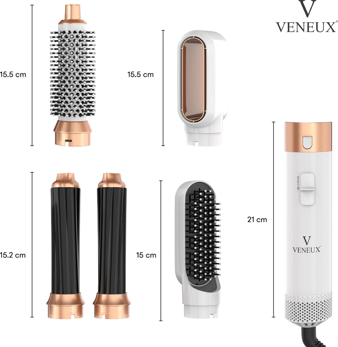 VENEUX® Airwrap Krultang - Krultangen - Föhnborstel - 5 In 1 Multi Styler - Wit - TikTok - Nieuwste Versie 2.5 Maart 2023 Edition - Afbeelding 8