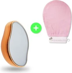 Skinnables Crystal Hair Removal - Crystal Hair Eraser - Scrubi - Bleame - Kristalpad - Pijnloos Ontharen - Inclusief GRATIS Scrubhandschoen - Goud - 2022 Versie