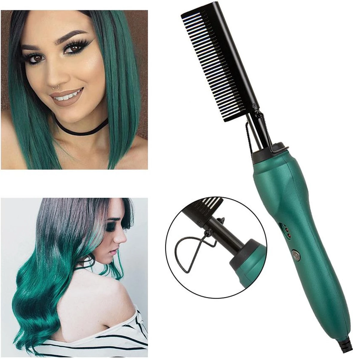 Premium Professionele Wonderkam - Stijltang, Keramische Haar- En Stijlborstel Voor Het Krullen, Gladmaken, Kammen En Stylen Van Het Haar, Hot Heat Comb Hair Straightener Voor Dames En Vrouwen (zwart) - Afbeelding 18