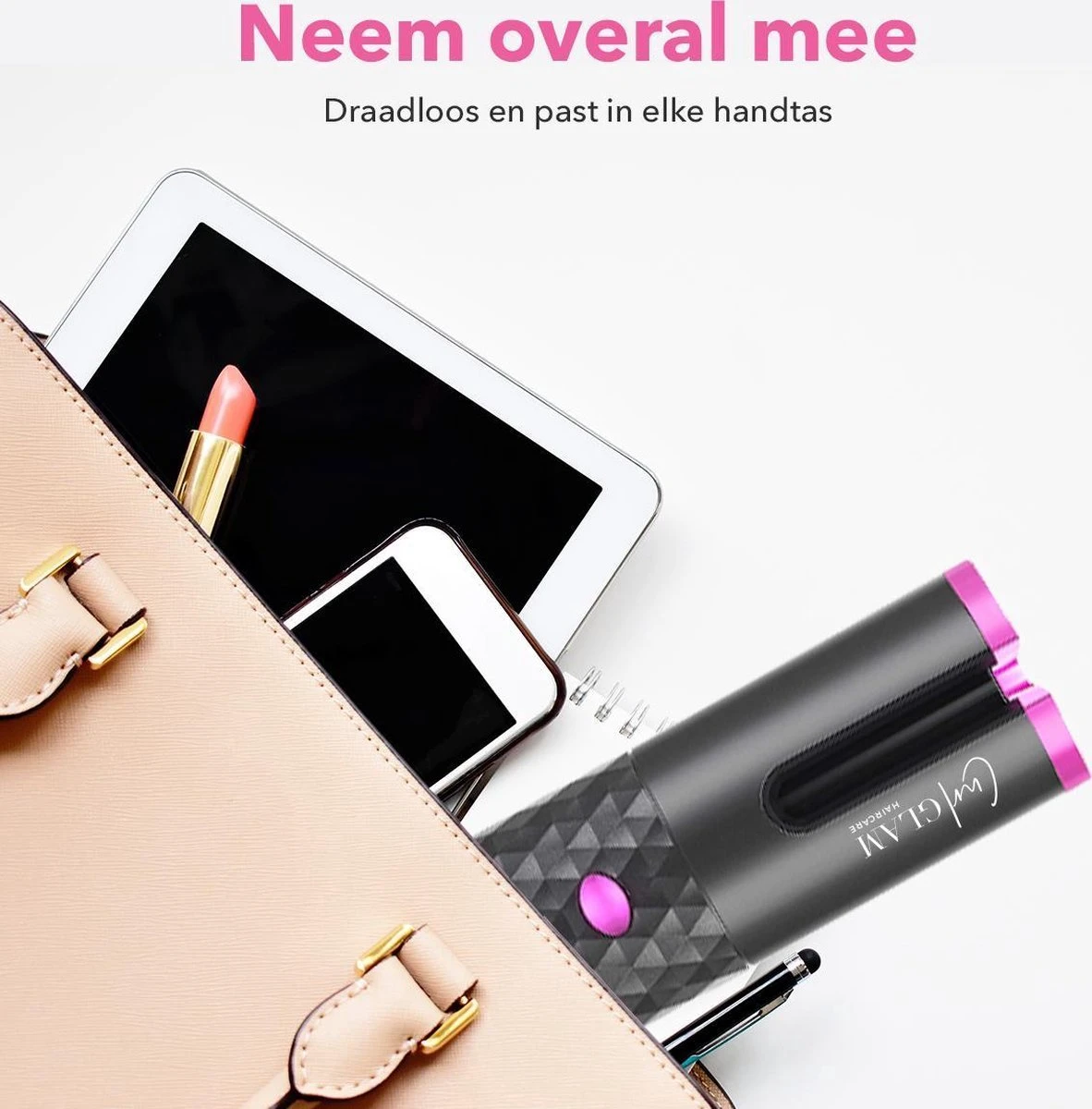 CURLGLAM® Black Pro - Automatische Krultang - Draadloos - USB Oplaadbaar - Afbeelding 17