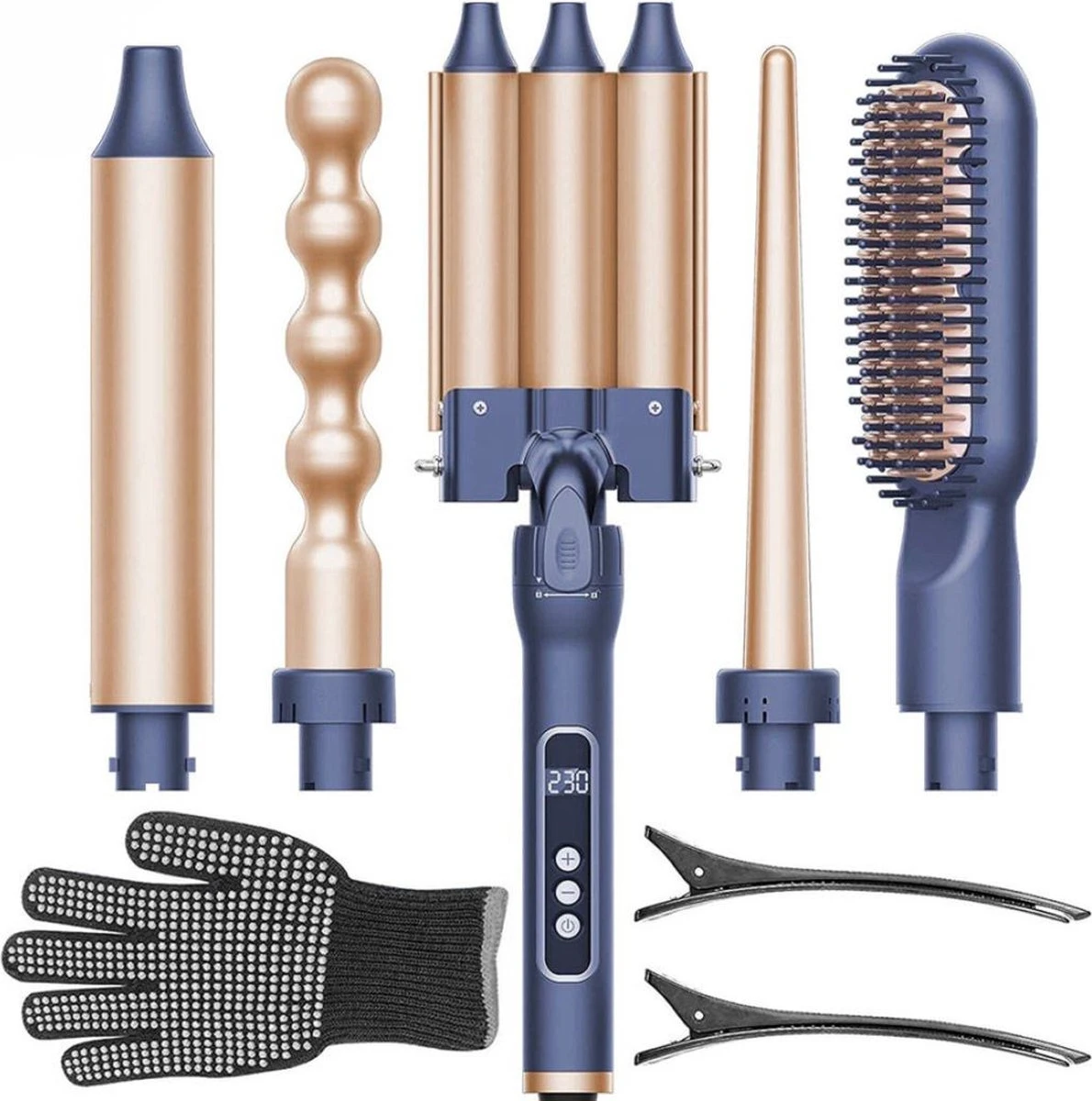Nince Luxe Keramische Krultang Met Opzetstukken - Wafeltang Waver Golvenkrultang - Curling Iron - 9 Tot 32mm