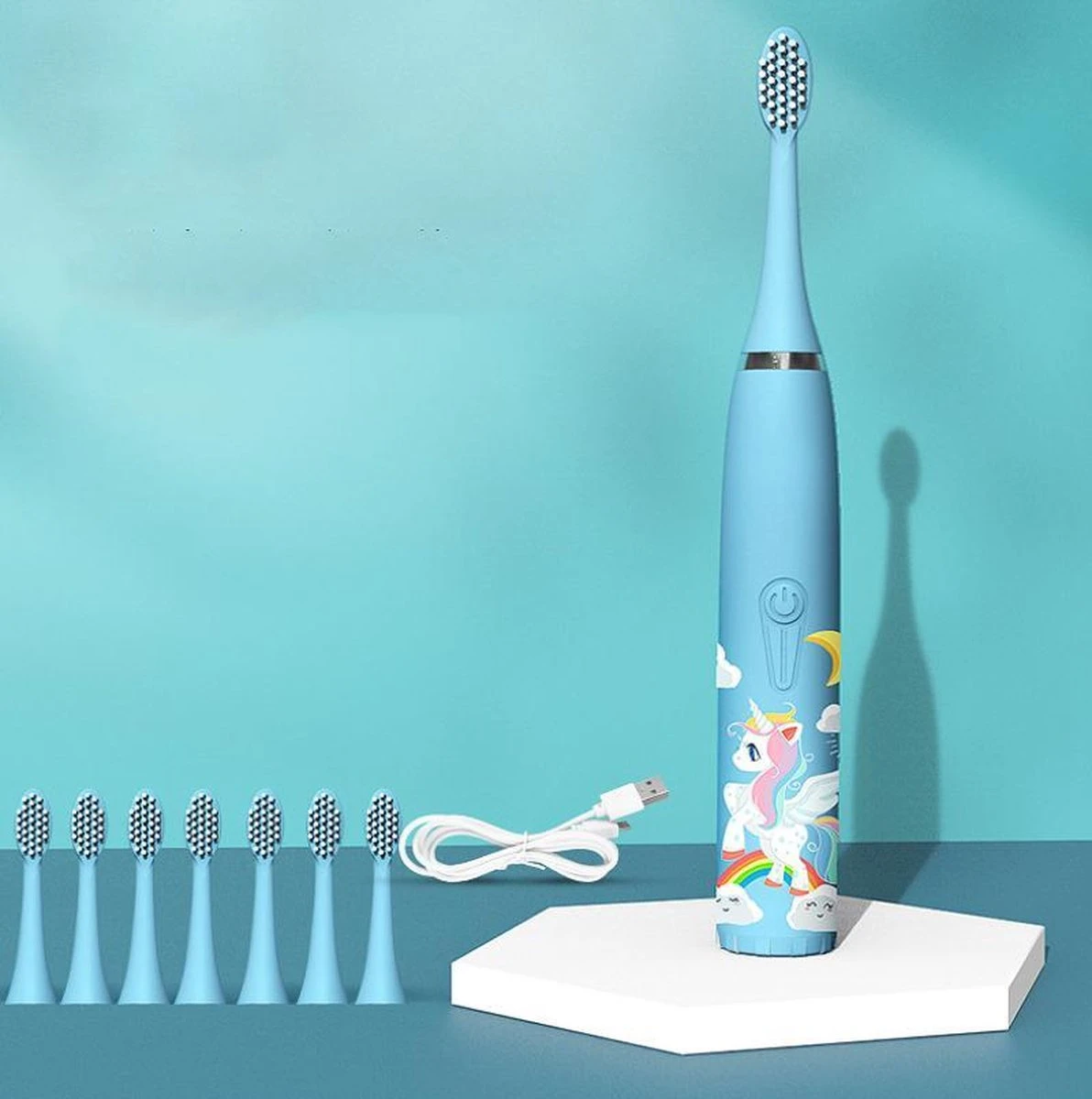 Merkloos CoolHome Sonic Unicorn - Elektrische Tandenborstel Geschikt Voor Peuters En Kinderen - Kindertandenborstel - Licht Blauw 3 Merkloos CoolHome Sonic Unicorn - Elektrische Tandenborstel Geschikt Voor Peuters En Kinderen - Kindertandenborstel - Licht Blauw