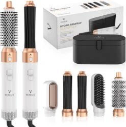 VENEUX® Airwrap Krultang - Krultangen - Föhnborstel - 5 In 1 Multi Styler - Wit - TikTok -Inclusief Leren Opbergcase - Nieuwste Versie 2.5 Maart 2023 Edition