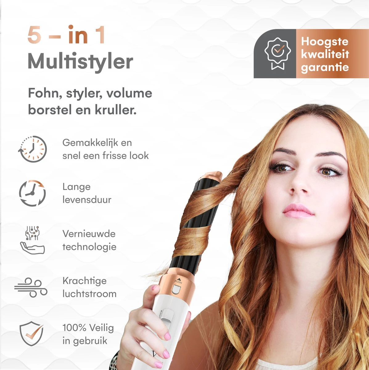 VENEUX® Airwrap Krultang - Krultangen - Föhnborstel - 5 In 1 Multi Styler - Wit - TikTok - Nieuwste Versie 2.5 Maart 2023 Edition - Afbeelding 5
