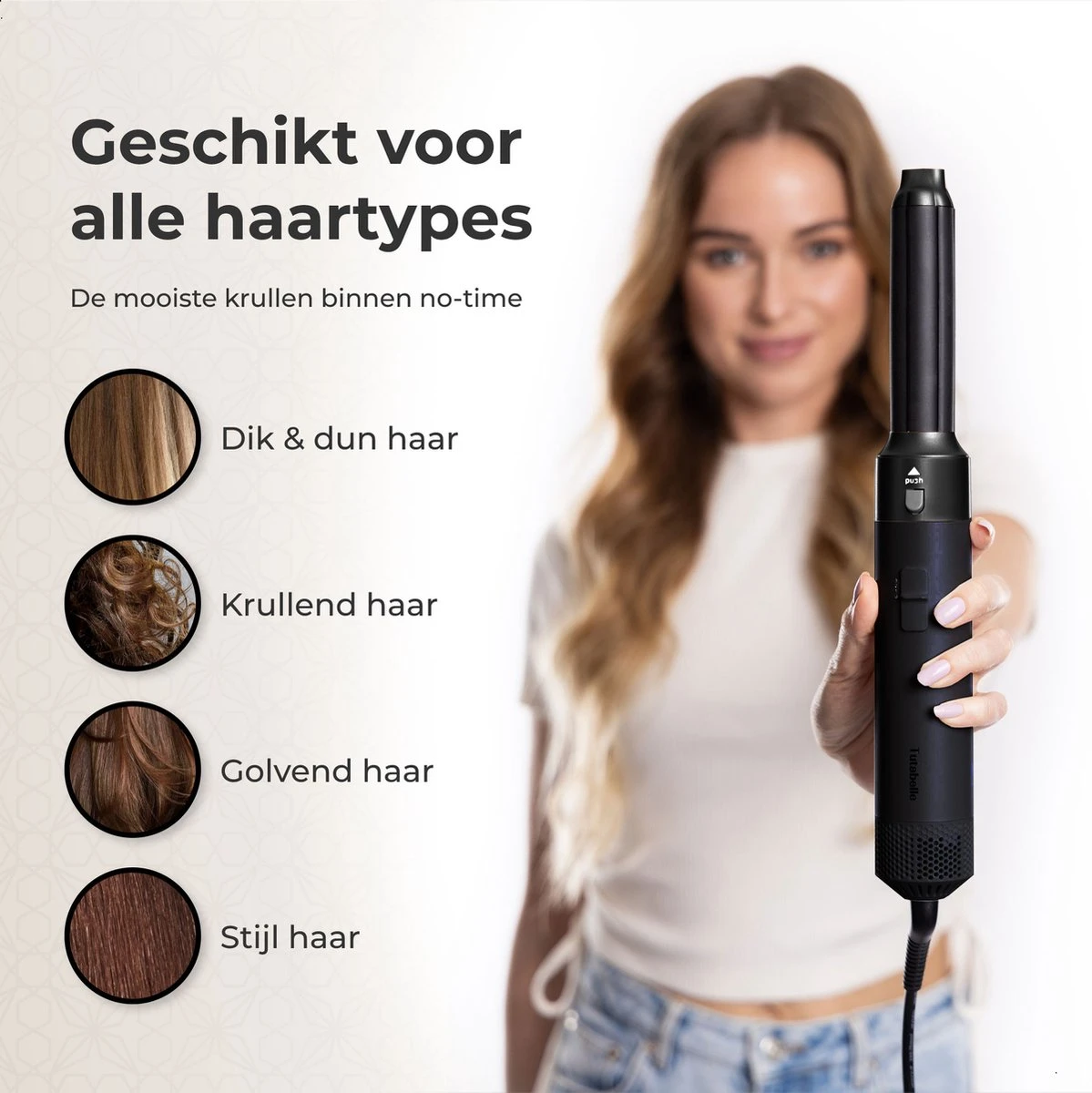Tutabelle Airwrap - 6 In 1 Haarstyler - Trendy Airstyler - Multistyler - Airwrap Krultang - Krulborstel - Hairstyler - Fohnborstel - Stijltang - Zwart - Afbeelding 3