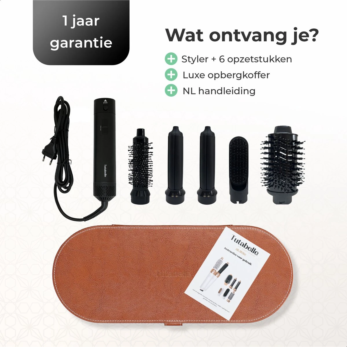 Tutabelle Airwrap - 6 In 1 Haarstyler - Trendy Airstyler - Multistyler - Airwrap Krultang - Krulborstel - Hairstyler - Fohnborstel - Stijltang - Zwart - Afbeelding 9