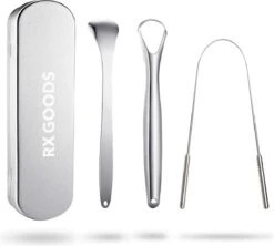 RX Goods RVS Tongschraper Voor Mondverzorging – 4 Stuks – Tongreiniger, Tongborstel & Tong Schraper – Duurzaam & Herbruikbaar