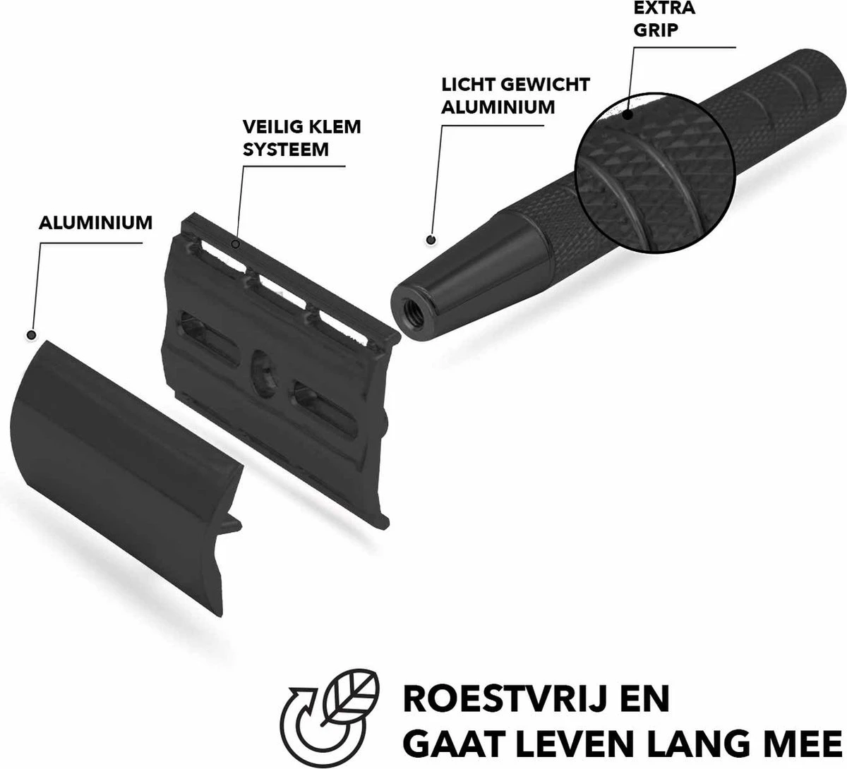 Safety Razor Starterkit Aluminium Voor Mannen En Vrouwen Glossy Black - 20 Mesjes - Scheerkwast - Scheerzeep - Scheren Starterset - Afbeelding 2