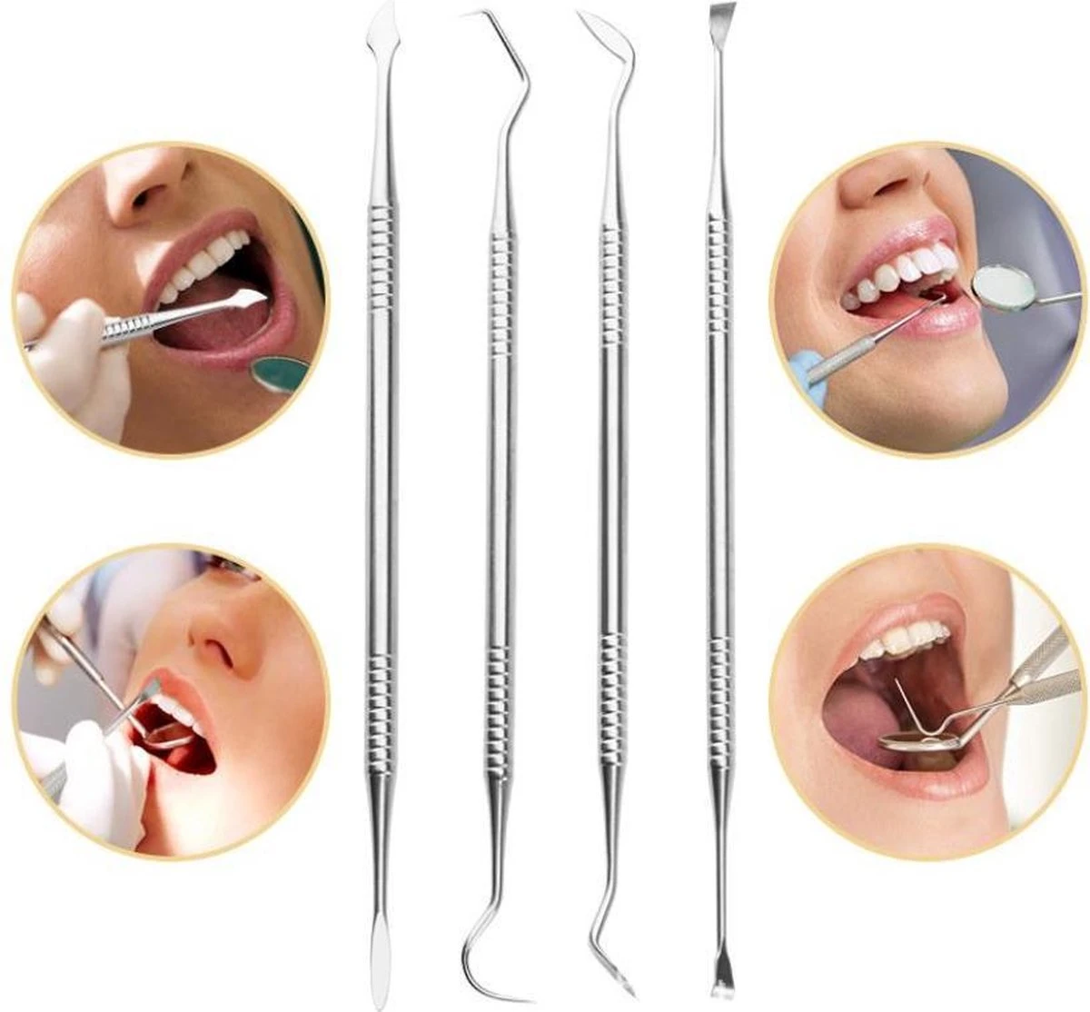 Qy Tandarts Set Voor Het Verwijderen Van Tandsteen En Verzorgen Van Het Gebit – 8 Delig In Luxe Opbergetui - Afbeelding 3