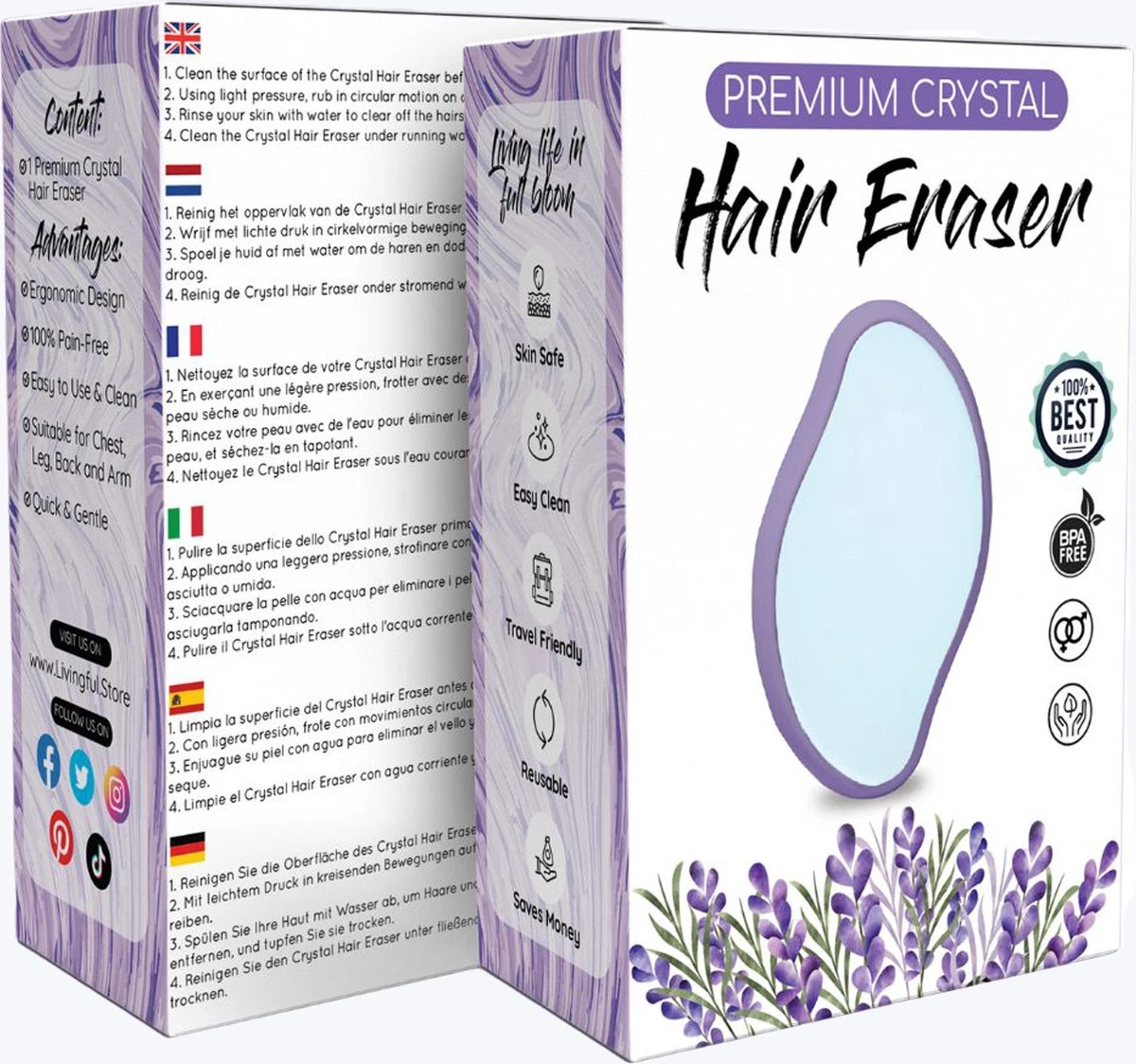 Livingful Premium Crystal Hair Removal • Pijnloos Ontharing Epileerapparaat Voor Armen Benen Rug• Mannen En Vrouwen • Epilator Voor Langdurige Ontharing • Snelle En Gemakkelijke Exfoliërende Ontharin • Haarverwijderaar • Kristalpad • Zijdezachte Huid 5 Livingful Premium Crystal Hair Removal • Pijnloos Ontharing Epileerapparaat Voor Armen Benen Rug• Mannen En Vrouwen • Epilator Voor Langdurige Ontharing • Snelle En Gemakkelijke Exfoliërende Ontharin • Haarverwijderaar • Kristalpad • Zijdezachte Huid - Afbeelding 3