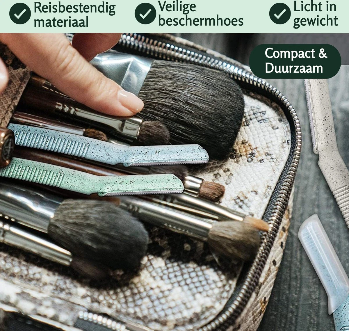 Premium Self-Care Dermaplaning Mesjes - Wenkbrauw Scheermesje - 12 Mesjes - Precisie Mesje - Duurzaam - Biologisch Afbreekbaar - Wenkbrauw Trimmer - Eyebrow Razor - Met Handleiding - Afbeelding 4