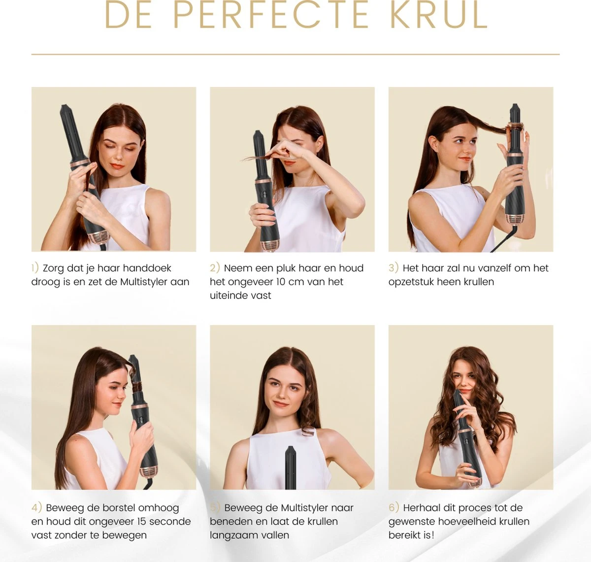 MEDYNA Krultang - 6 In 1 Multi Styler - Fohn - Fohnborstel - Haardroger - Krulborstel - Stijlborstel - Airwrap - Afbeelding 5