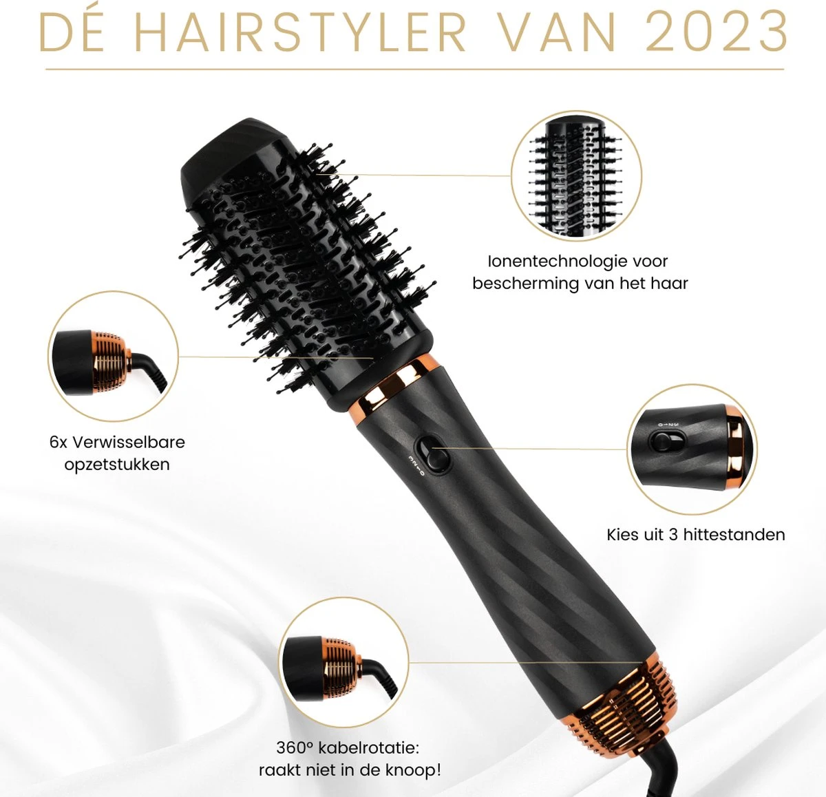 MEDYNA Krultang - 6 In 1 Multi Styler - Fohn - Fohnborstel - Haardroger - Krulborstel - Stijlborstel - Airwrap - Afbeelding 4