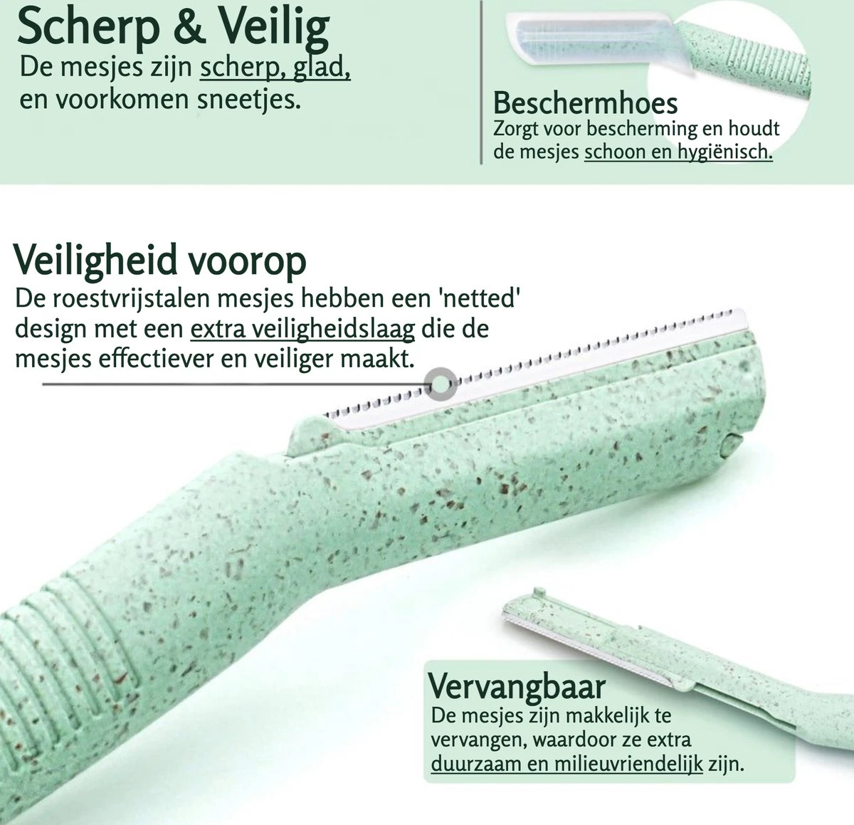 Premium Self-Care Dermaplaning Mesjes - Wenkbrauw Scheermesje - 12 Mesjes - Precisie Mesje - Duurzaam - Biologisch Afbreekbaar - Wenkbrauw Trimmer - Eyebrow Razor - Met Handleiding - Afbeelding 5