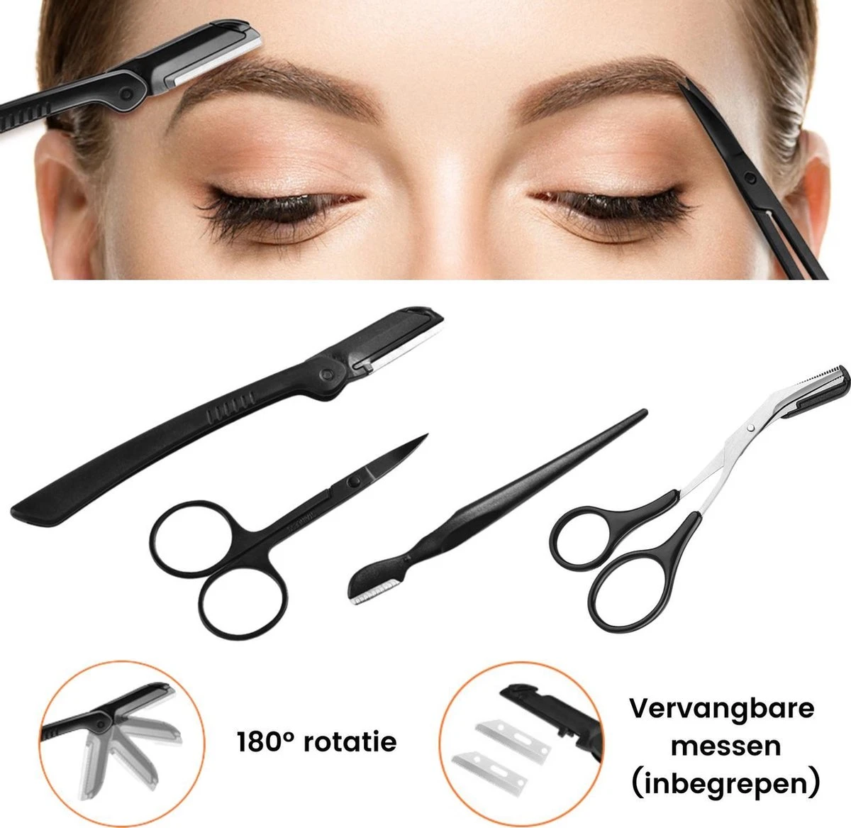 Wenkbrauw Epilator Set - Met Wenkbrauw Trimmer, Tweezer Pincet, Scheermesje, Epilator, Borstel, Schaartje En Mesje - Wimpers - Wenkbrauw Epileren - Epileer Set - Beauty Pakket - Cadeau Voor Vrouw - Afbeelding 2