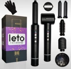 LETO 7 In 1 Airwrap - Beste Airwrap & Föhn - Föhnborstel – Krulborstel – Krultang – Stijlborstel – Diffuser – Multistyler – Airwrap - Hitte Handschoen