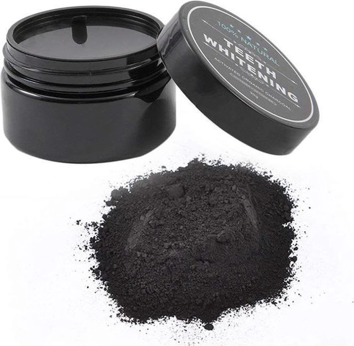 Merkloos Natural Teeth Whitening - Activated Organic Charcoal 30g/ Tanden Bleken /100% Natuurlijk Poeder / - Afbeelding 2
