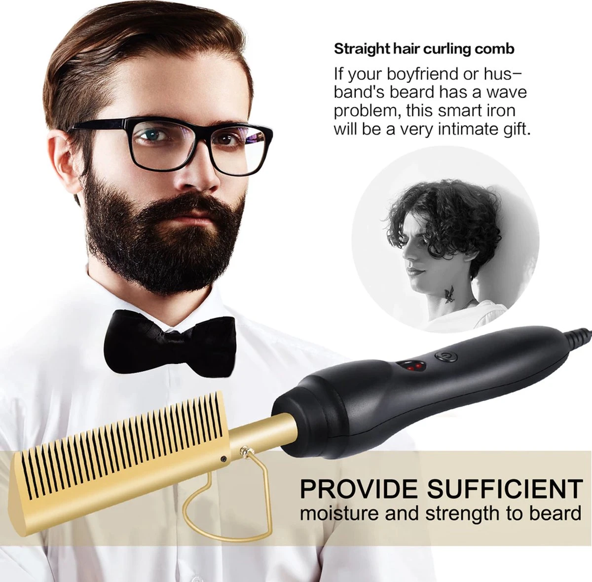 Premium Professionele Wonderkam - Stijltang, Keramische Haar- En Stijlborstel Voor Het Krullen, Gladmaken, Kammen En Stylen Van Het Haar, Hot Heat Comb Hair Straightener Voor Dames En Vrouwen (zwart) - Afbeelding 14