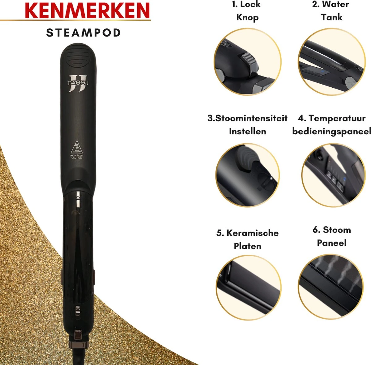 TweeJ Steampod 3.0 - Stoom Stijltang - Stijltang Krultang 2 In 1 - Stijltang - Krultang - Afbeelding 2