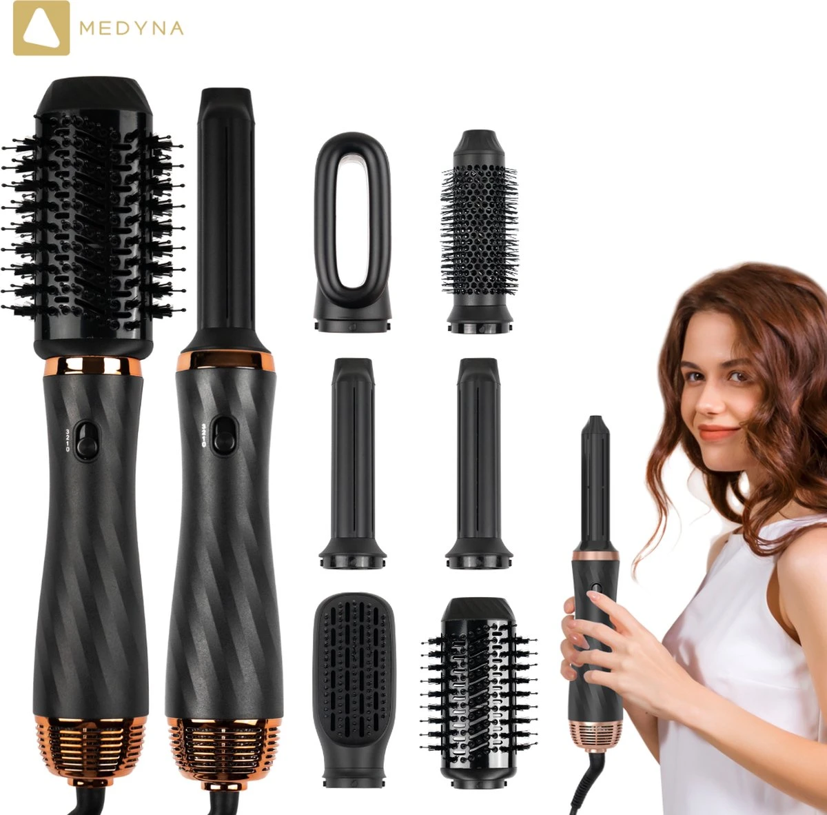 MEDYNA Krultang - 6 In 1 Multi Styler - Fohn - Fohnborstel - Haardroger - Krulborstel - Stijlborstel - Airwrap
