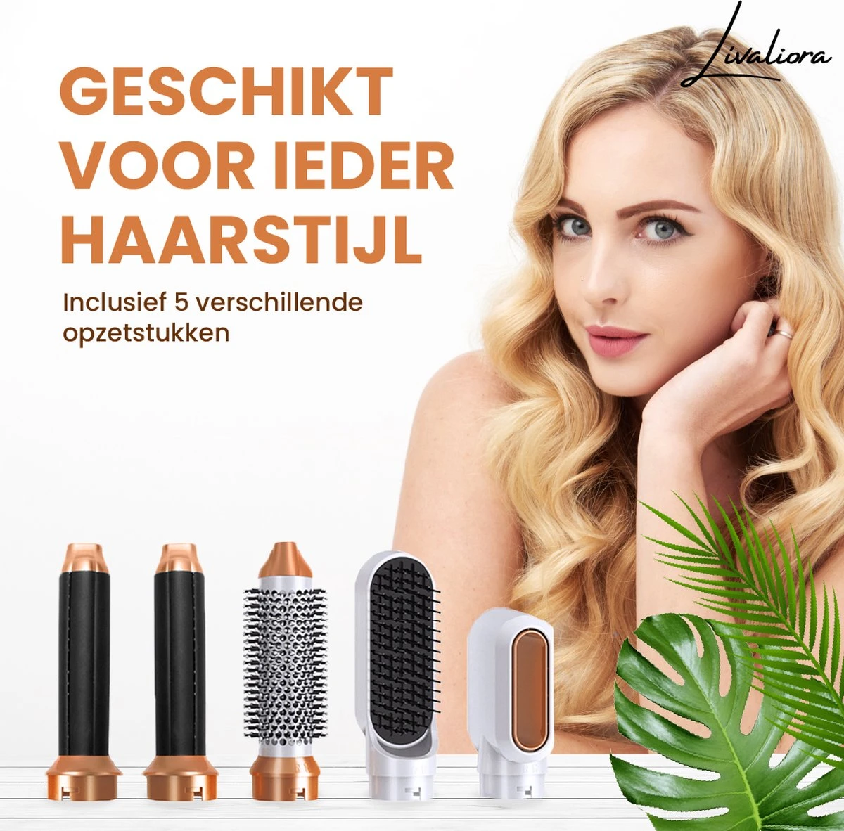 Livaliora 5-in-1 Föhnborstel - Multistyler - Lang/Kort/Stijl/Krullen - 1000W - Wit/Goud - Nieuwste Versie 4 Livaliora 5-in-1 Föhnborstel - Multistyler - Lang/Kort/Stijl/Krullen - 1000W - Wit/Goud - Nieuwste Versie - Afbeelding 2
