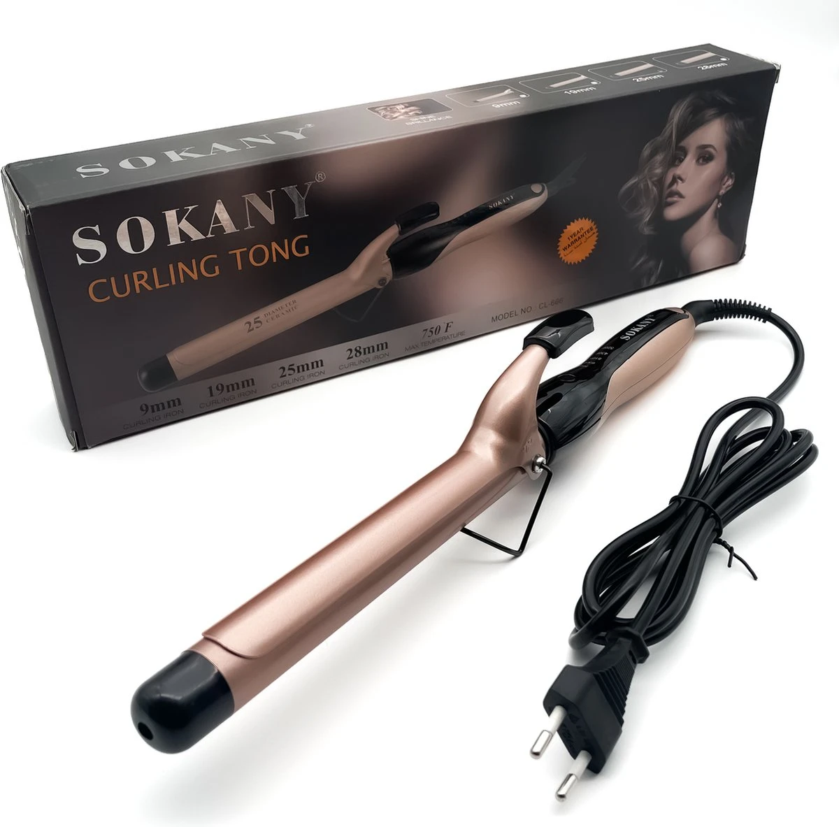 Sokany 25mm Curling Tong Krultang - 5 Temperatuurinstellingen - Compacte Krullen