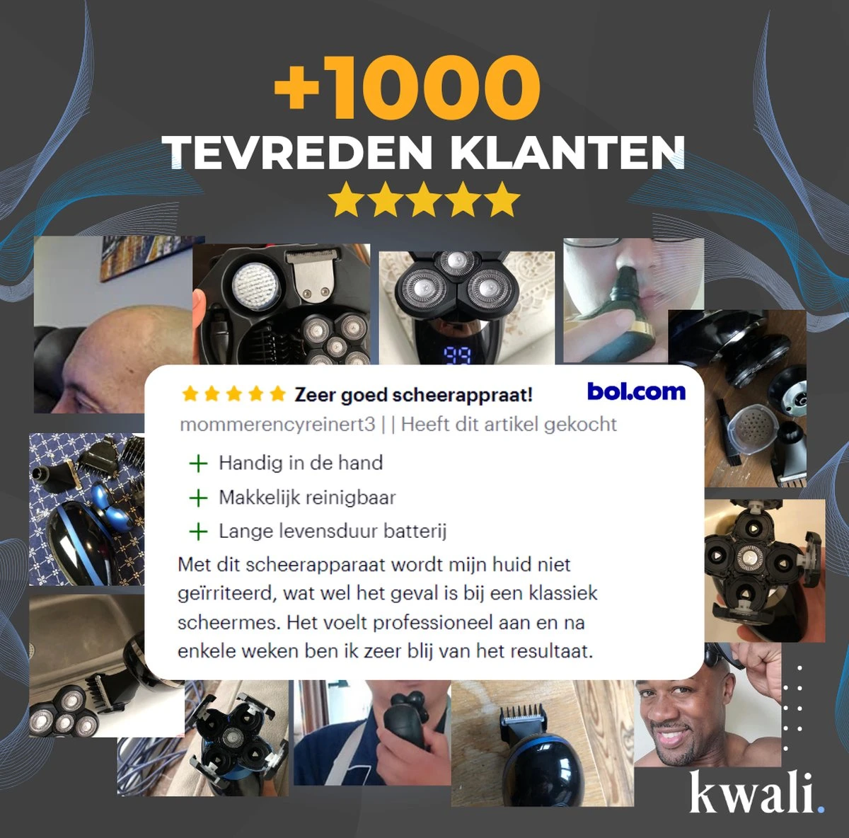 Kwali.® Scheerapparaat Mannen Pro 2023 - Baardtrimmer - Bodygroomer Mannen - Trimmer Baard - Draadloos - Waterbestendig - Blauw - Afbeelding 3