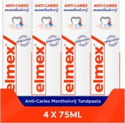 Elmex Anti Cariës Mentholvrij Tandpasta 4 X 75ml - Voordeelverpakking